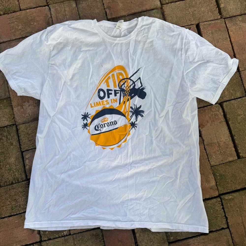 Jerzees Classics Corona Extra Tip Off Limes In Basketball Graphic T-Shirt XL